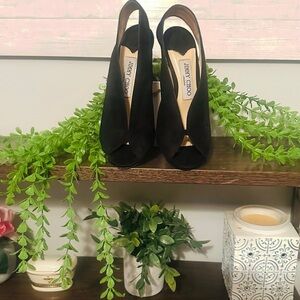 Jimmy Choo Black Peep-Toe Heels